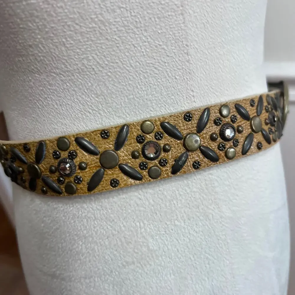 Leatherock Genuine Leather Embellished Belt Studded Rhinestone Western 30-34